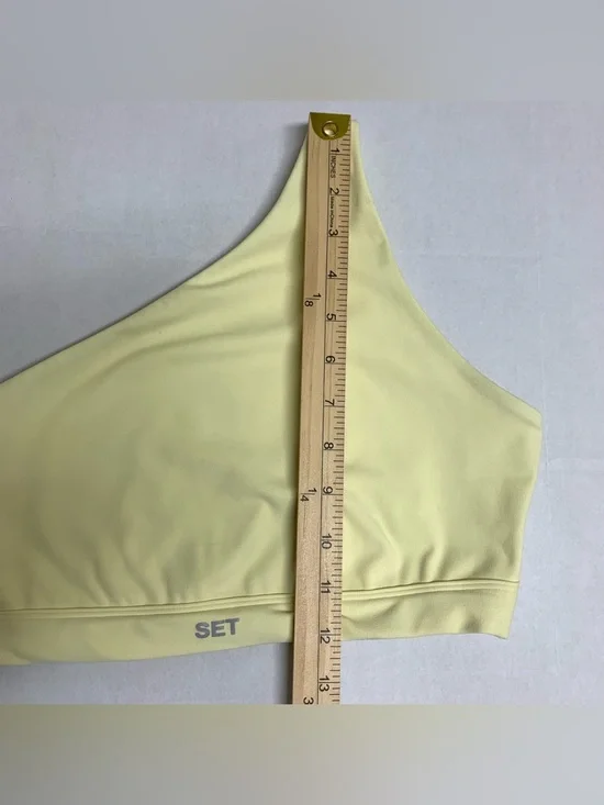 SET Active Luxform Butter Yellow One-Shoulder Athletic Sports Bra Size L - Picture 5 of 6